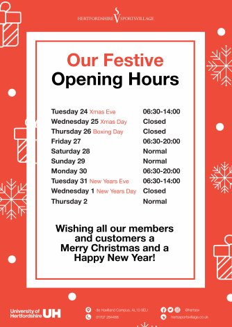 Our Festive Opening Hours