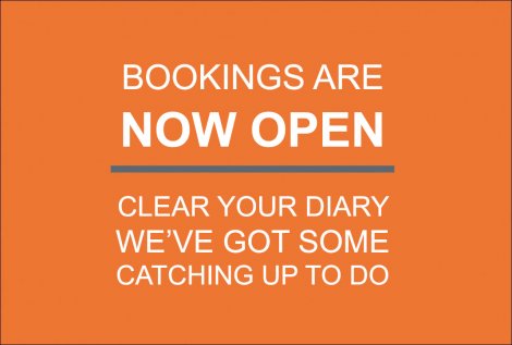 Bookings are open and we can't wait to see you!