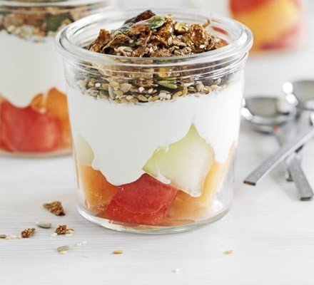 Melon and Crunchy Bran Pots